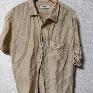 Buck Mason Breeze Cotton/Linen Beige Short-Sleeve Linen Blend Button-Up Shirt XL